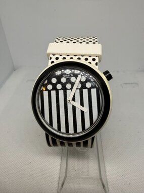 Swatch POP PNW101 "Popdancing" Unisex 45mm Black White Swiss Quartz Watch